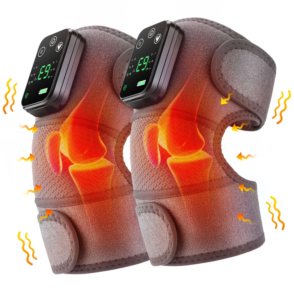 Masajeador térmico Nucarna - par de almohadillas de rodilla con pantalla de control