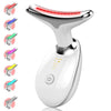 Masajeador facial térmico LED Nucarna en color blanco, con vista de los 7 modos de luz de color