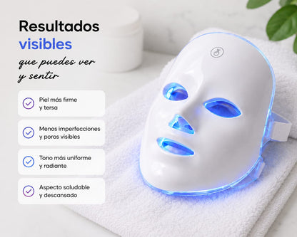 Infografía Mascarilla LED Nucarna - terapia de 7 colores de luz para el cuidado facial
