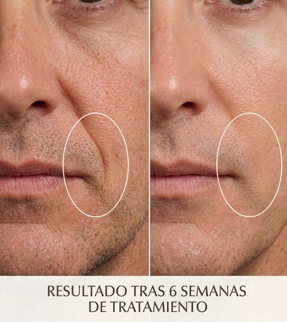 Mascarilla LED Nucarna - resultados en piel masculina tras 6 semanas de uso
